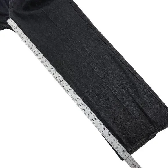 Imperious Delf Trading Jeans 38x33 Black Vintage Flap Pocket Embroidered Rock - Picture 13 of 16